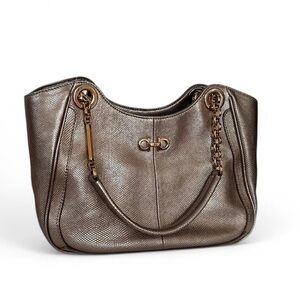 Vintage Salvatore Ferragamo Gold Embossed Leather Bag